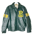 Brillant Green Vintage Leather Varsity Jacket