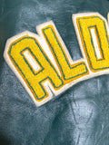 Brillant Green Vintage Leather Varsity Jacket